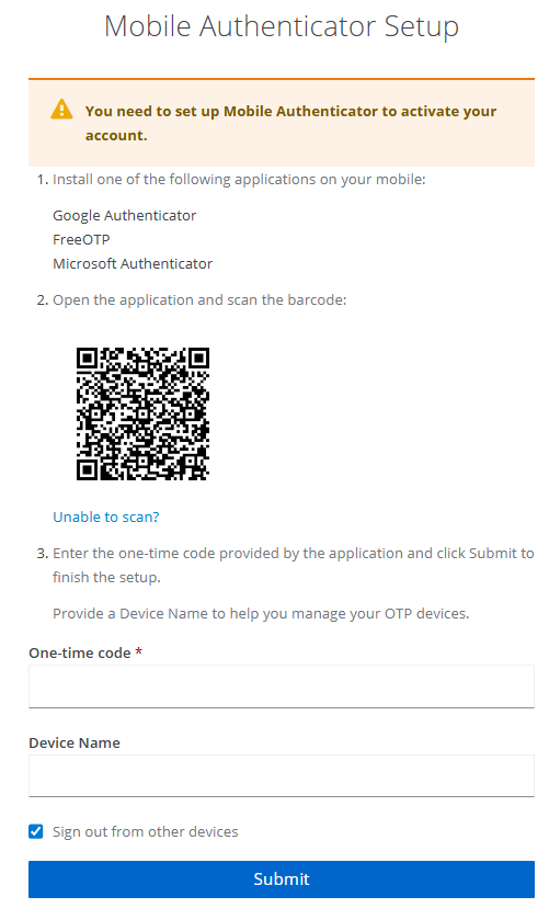 Mobile Authenticator Setup